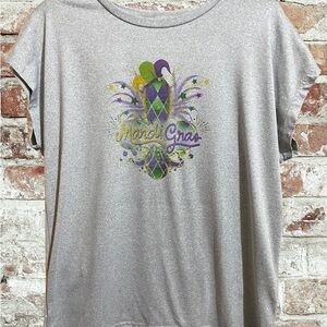 Mardi Gras Graphic Women's Top - Gray